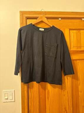 ARMEDANGELS Organic Cotton 3/4 Sleeve Pocket Tee in Black